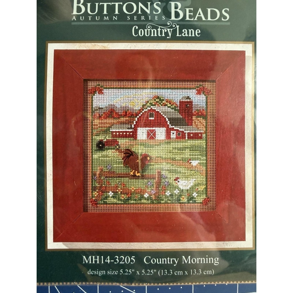 Mill Hill Buttons & Beads Country Morning Kit w‎ Ceramic Rooster Button